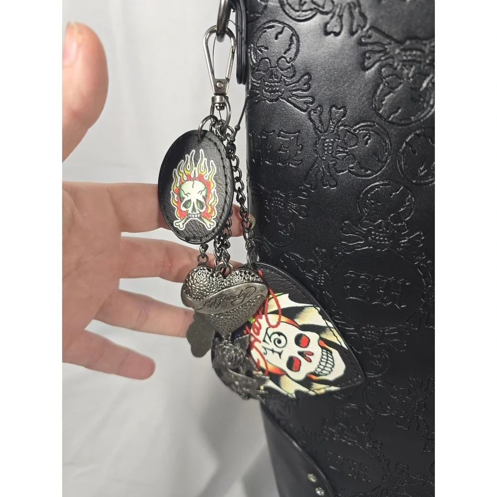 Ed Hardy backpack Black Embossed Skull‎ Rhinestone Convertible nwt Bag Rocker